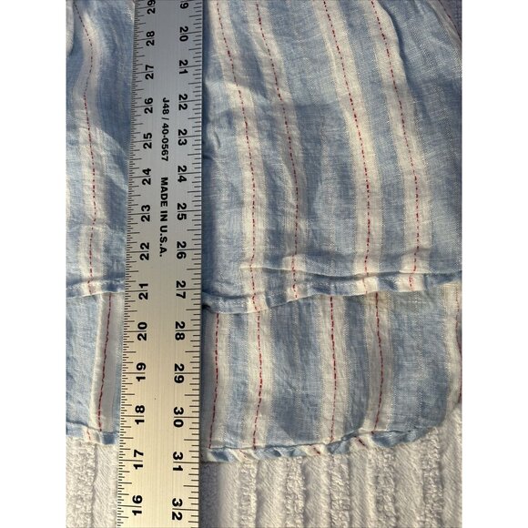 CP Shades Wash Striped Linen Split Neck Tunic Top Medium Blue White 1058-419 New - Picture 6 of 8